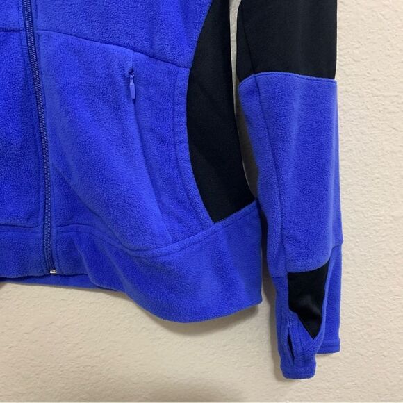 COLUMBIA Titanium Full Zip Fleece Women Medium Blue Black Zip Pocket Thumb Hole. - Picture 4 of 12